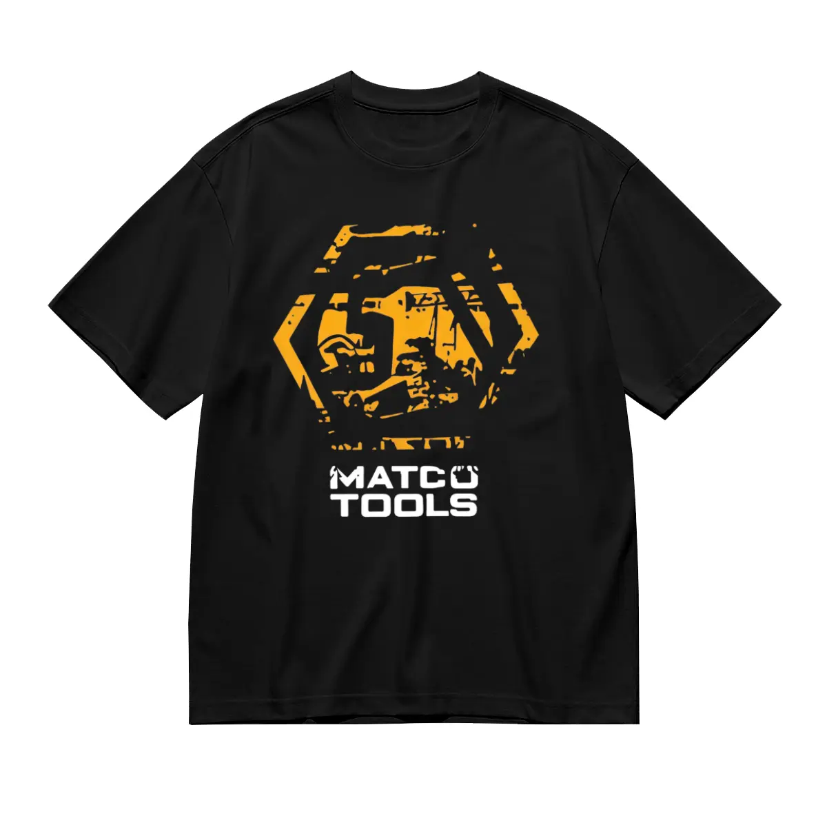 Matco Tools Logo T-Shirt for Men & Women - Black with Orange Geometric Design, Regular Fit Short Sleeve Casual Tee, Sizes S-3Xl, Machine Washable