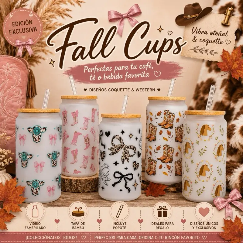 16 oz Rustic Round Libby Glass Sublimation Cup - Frosted Western Design with Cowboy Hat, Boots, Horseshoes, Bow Accents for Adult Celebrations, Kitchenware Drinkware for Beverages, 16Oz, Western Frosted