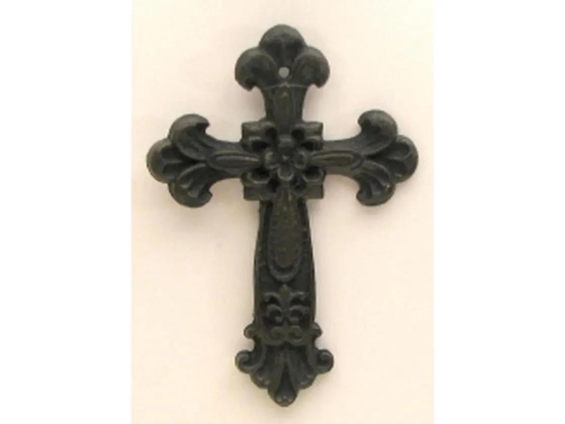 Fleur De Lis Wall Cross Cast Iron