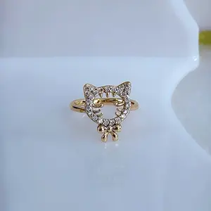 Cat Design Ring #0777 - 18k Laminated Gold Hypoallergenic 3 Layers Protection for Cat Lovers Elegant Unique Design