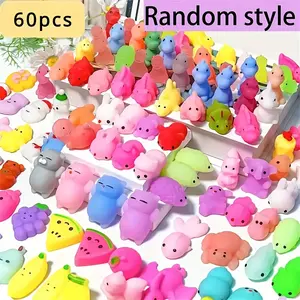 60pcs Kawaii Squishies, Soft Bulk Party Favors, Random Style & Color, Mini Toys for Classroom Prizes, Christmas Gifts, Halloween Decorations, Decompression Squeeze, Stress Relief Squishy