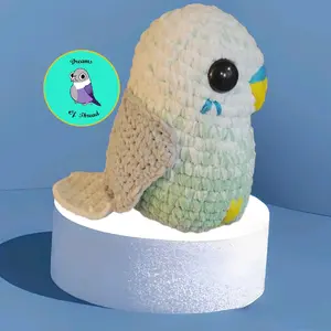 Parakeet plushie, chenille yarn budgie, handmade crochet cute bird, unique bird gift, large soft parakeet plushie, custom parrot gift,