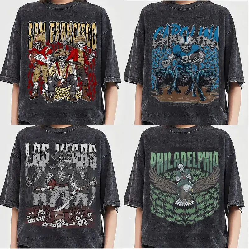 PEPPER COMFORT COLORS All 32 Teams Football Skull Vintage Shirt T-Shirt Classic 90s All Team Football T-Shirt, Football Game Day Shirt, Team Unisex Shirt Gift Football FanTailgating & Team Pride Men's Wear Top