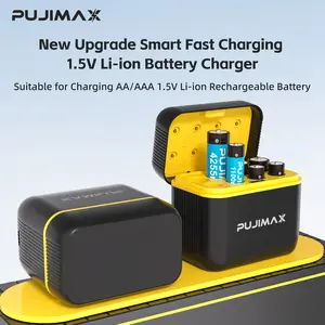 4+4 Combo: 8-Bay Smart Battery Charger Kit with 4pcs AAA 1100mWh & 4pcs AA 4255mWh USB-C Rechargeable Lithium Batteries, 1.5V Constant Output, 1200+ Cycles, for Household Devices