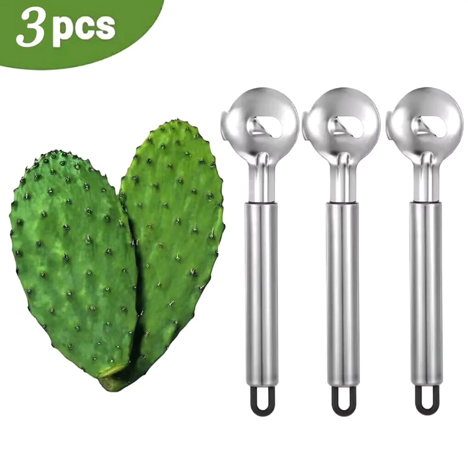 3  PCS Cactus Peeler Spoon,Stainless Steel Cactus Paring Knife and Peeler Spoon,Chinese Noodle Cutter for Cooking Kitchen Gadgets,Utensils & Gadgets for Home Use,,Multifunctional vegetable and fruit cutter,,Multifunctional cactus tool