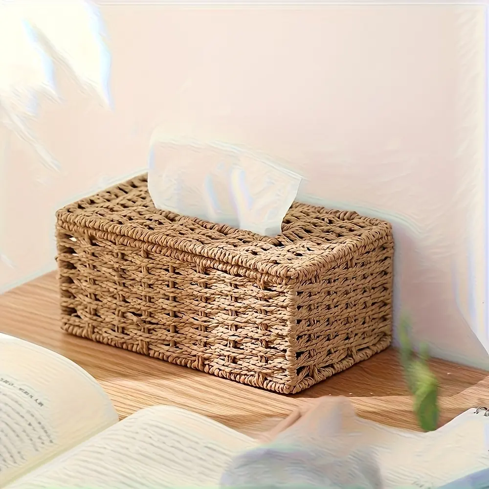 Hand Woven Vintage Tissue Box, Bohemian Decorative Tissue Holder for Home Office Decoration, Bathroom Accessory, Bathroom Decoration Accessories, Boho Bathroom Accessories