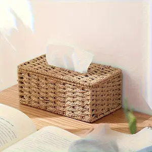 Hand Woven Vintage Tissue Box, Bohemian Decorative Tissue Holder for Home Office Decoration, Bathroom Accessory, Bathroom Decoration Accessories