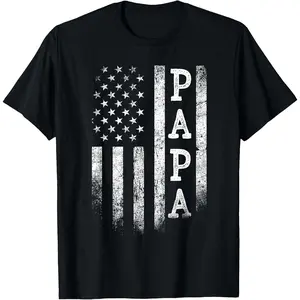 Papa American Flag Papa Gifts Patriotic Father's Day T-Shirt