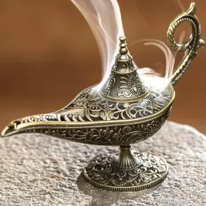 Antique Style Metal Arabic Incense Burner, Fragrance-Free Candle Holder Dual-Use Decor, Elegant Home Decor Ornament, Perfect Gift for Birthday Graduation & Housewarming, Versatile Incense & Candle Stand for Living Room Decor