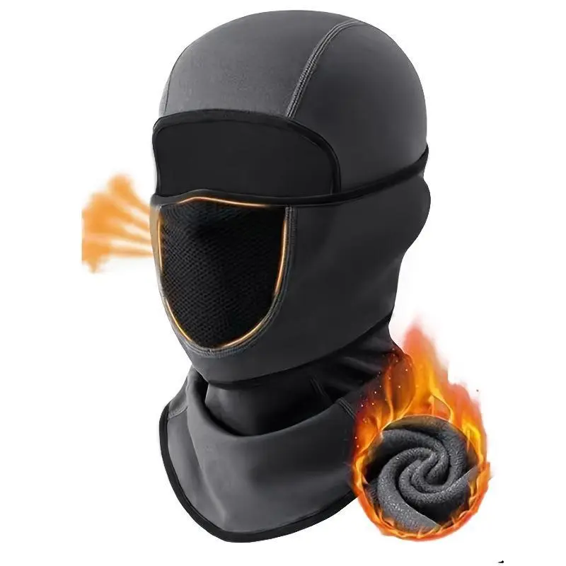 Adult Thermal Windproof Balaclava Ski Mask with Neck Warmer - Non-Stretch Fabric Motorcycle Biker Mask for Full-Face Helmets, Outdoor Snug-Fit Warmth Dual Sport Protective Gear