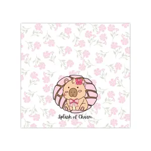 White Floral Capybara Sticky Notes – Cute Kawaii Post-It Style Notepad