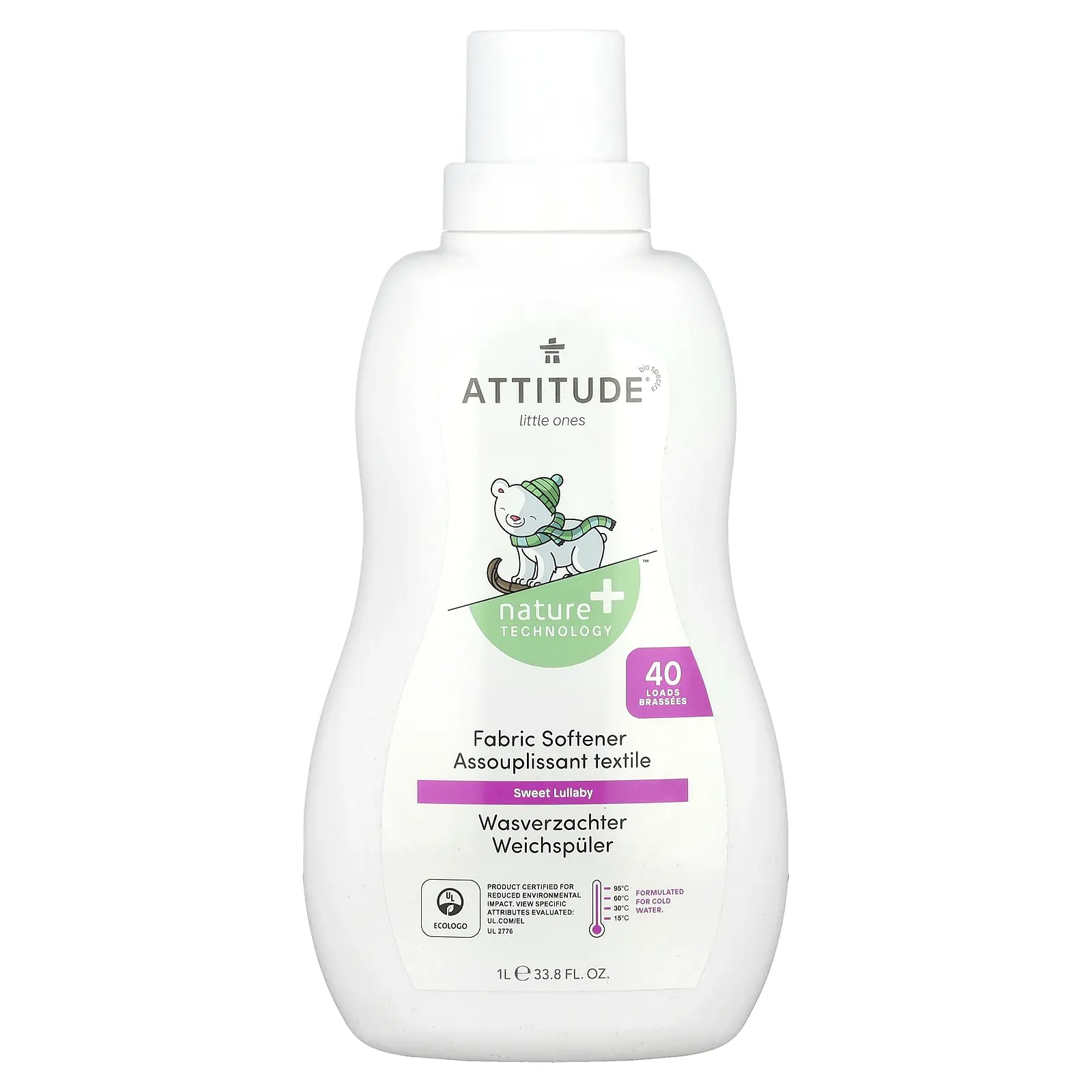 ATTITUDE Little Ones, Fabric Softener, Sweet Lullaby, 40 Loads, 33.8 fl oz (1 l)
