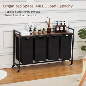 3 Compartment Laundry Sorter, Laundry Hamper with Removable Bags & Top Shelf, Dirty Clothes Basket for Home Dorm Bathroom