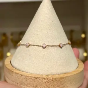 14k Gold Micro Clover Bracelet with Delicate Chain for Women Elegant Jewelry Gift