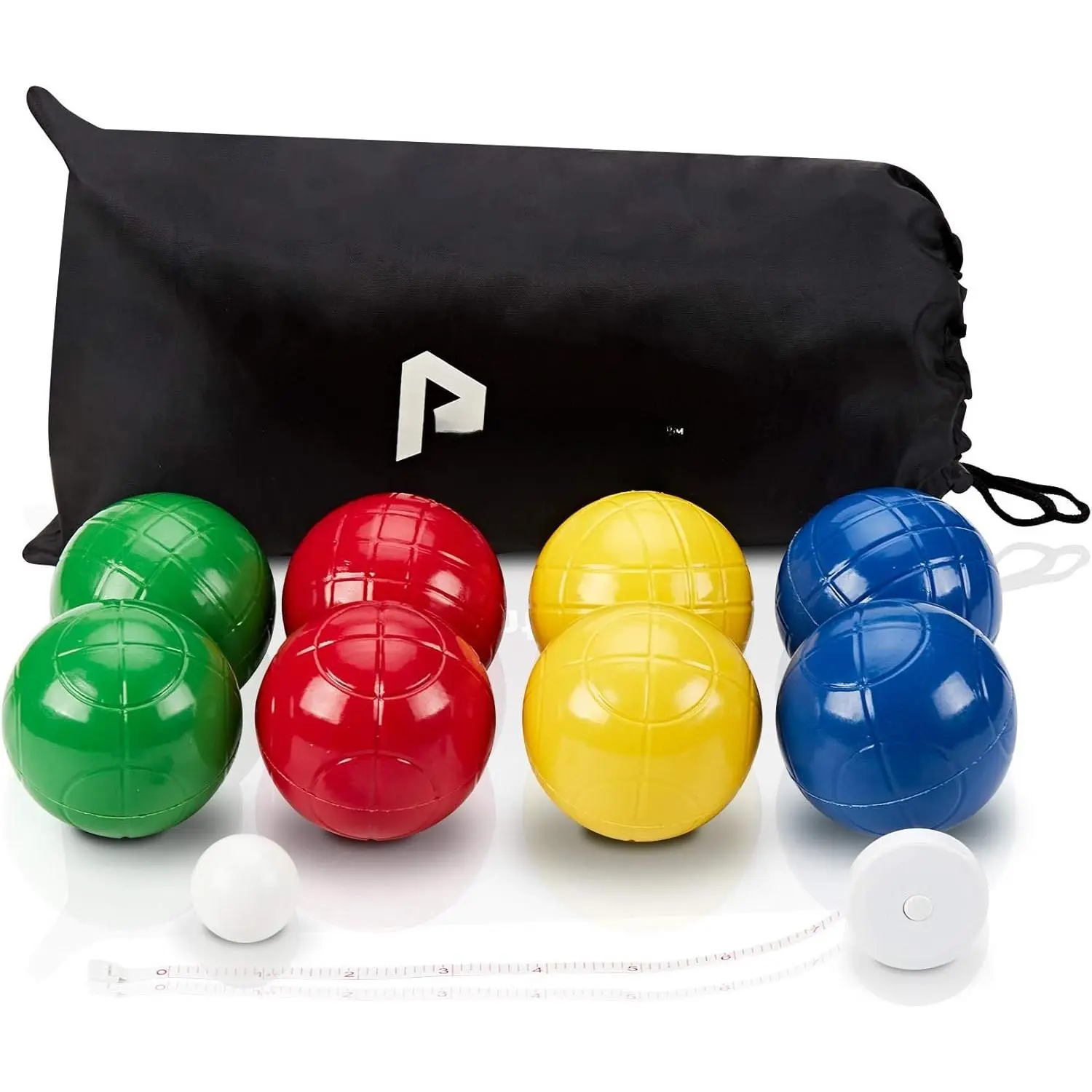 90mm Bocce Ball Set with 8 PE Balls, 1 Pallino, Carrying Bag, Measuring Tape - Family  for Outdoor/Lawn/Beach/Park