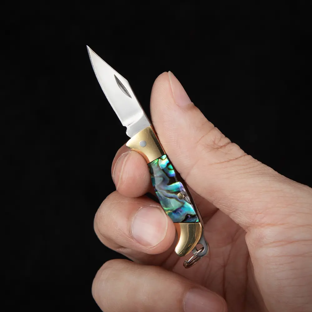 Mini Folding Pocket Knife with Abalone Shell Handle, Exquisite Workmanship Keychain Utility Knife, Small Portable Cutter for Daily Use, Package Opening & Crafts fold knife outdoorfun pocket knife