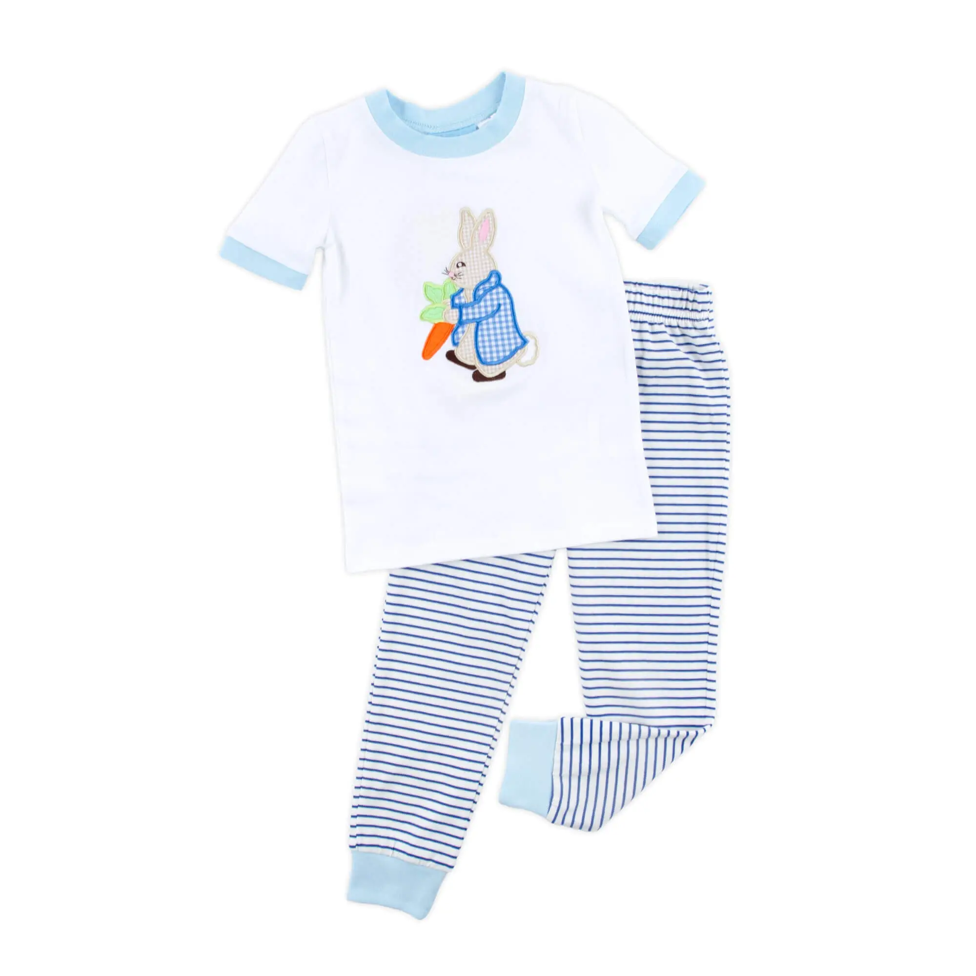 Storybook Friends Blue Stripe Pajamas - Boys Bunny PJ Set for Easter