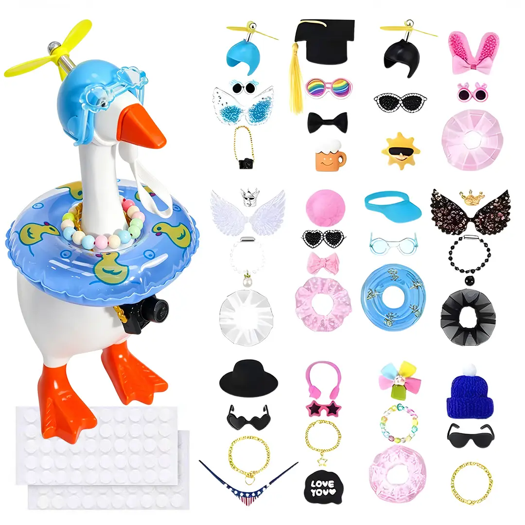 Unisex Kids' Felt Mini Desk Goose Knitted Outfits Art Crafting Kit - 43PCS All Seasons Set with Accessories & Glue Dots, Easy & Fun to Use Classroom Activity That Encourages Creativity