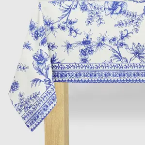 Blue French Toile Paper Tablecloth
