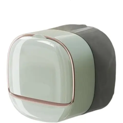 Wall Mounted ABS Shower Soap Box With Lid, Waterproof Soap Dish Storage Holder, Drain & No Drill Self Adhesive Design, Space Saving Soap Container For Bathroom Shower And Kitchen Sink Daily Use (Green)