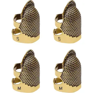 4 Pack Sewing Thimble Finger Protector, Adjustable Finger Metal Shield Protector Pin  Sewing Quilting Craft Accessories DIY Sewing Tools Needlework(2 Sizes)