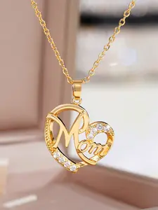 1 PC Fashion Cubic Zirconia Heart Shaped Necklace Pendant For Women For Mother's Day Gift Mom Jewelry
