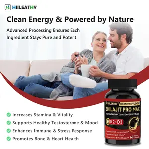 HIILEATHY | Shilajit Pro Max with K2 & D3 – 60 Capsules | 84+ Minerals + Fulvic Acid for Immunity, Bone Health & Energy – USA Made