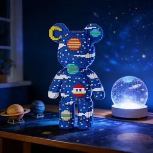 Starry Bear 3D Puzzle Building Blocks Decoration, Bookshelf Home Office Cabinet Decor, Party Living Room TV Stand Display Gift