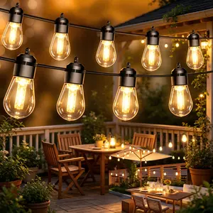 Warm White Solar Bulb String Lights with Remote Control for Patio Bistro Decor Durable Weather Resistant LED Bulbs Shatterproof Waterproof Flexible Easy Install Perfect for Outdoor Use