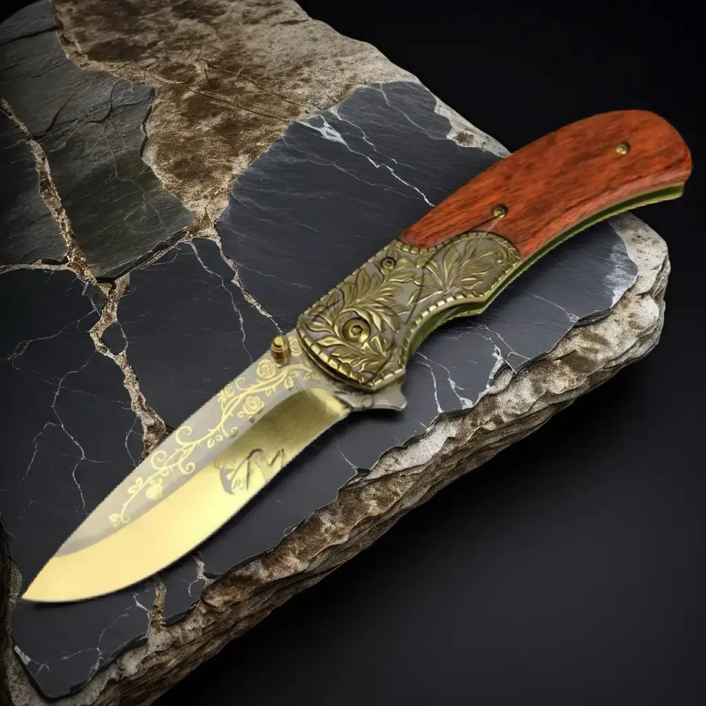 Classic 9" Chef's Knife Vintage Floral GOLD Ornate Handmade High Carbon Steel Blade Multicolor Mother's Day, Father's Day gift ironfangknife