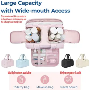1pc Large Travel Toiletry Bag, Portable Cosmetic Organizer for Women. Multi-compartment, Lightweight Handbag. Perfect for Home, Travel & Business. Ideal Gift for Mom, Wife, Friends, Birthday & Mother’s Day.