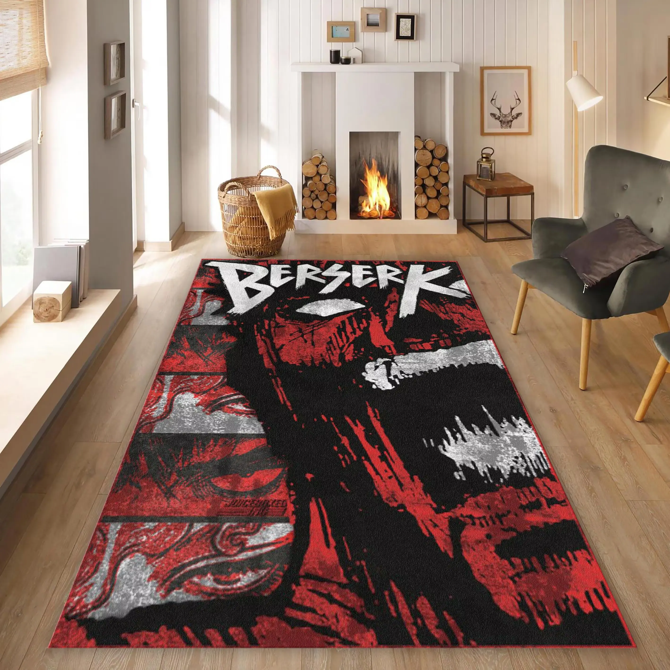 Berserk Rug, Anime Rug, Gift for Anime Fans, Manga Rug, Anime Decor, japanese manga rug, cartoon rug, Game Room Decor, 10x12 Rug, Custom Rug