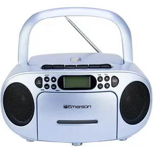 Emerson Portable CD Player Boombox with Cassette Player Tape Recorder Radio Headphone Jack Dual Speakers Battery Operated Stereo System