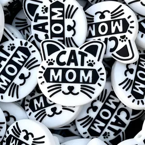 1pc Cat Mom Silicone Focal Beads | Colorful Beading Cat Momma DIY Supplies Craft Projects for Beaded Accessories