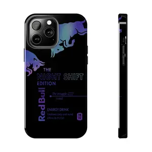 Energy Drink Inspired "Night Shift" Red Bull Edition Case - Reflective Holographic Design for iPhone 17 - 11 Pro Max Plus Mini X XR XS 7 8 Plus or SAMSUNG GALAXY S25 - S21 Ultra Plus