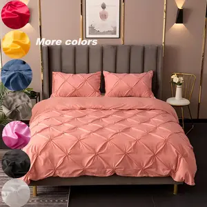 Solid Color Geometric Pattern Duvet Cover Set, 2/3 Counts/set Including 1 Duvet Cover & 1/2 Pillowcase without Filler, Bedding Supplies for Home Bedroom