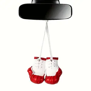 2Pcs/set Car PU Leather Boxing Gloves Rearview Mirror Pendant Car Hanging Decoration