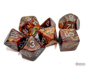 Lustrous (Gold/Silver) Chessex Brand D&D/RPG Polyhedral Dice Set - 7 Dice with Clear Storage Case