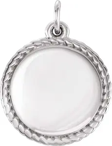 Engrave-able Round Rope Trimmed Pendant | Silver | Unisex