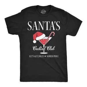 Mens Funny T Shirts Santas Cocktail Club Sarcastic Christmas Drinking Graphic Novelty Tee for Men Mens Funny T Shirts Cool Vintage Fashion T-Shirt Gift Classic Menswear Christmas Apparel for Men Funny Drinking Black -