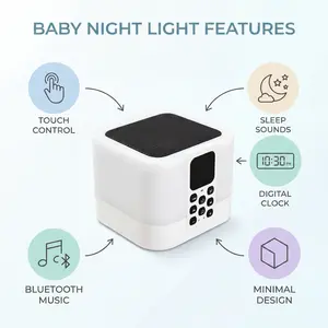 Bluetooth Night Light Speaker, Color Changing Bedroom Alarm Clock, Portable Dimmable Bedside Lamp, Ideal Universal Gift for All Ages Men Women Teens