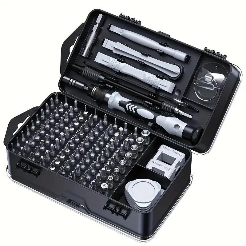 Multifunctional 115-in-1 Precision Screwdriver Set, Magnetic Chrome Vanadium Steel Repair Tool Kit with Anti-Slip Ergonomic Handle, Shockproof Portable Silvery Gray Kit Including Hex, Pentagon, Cross Heads for Phones, Laptops, Electronics, Multifunctional
