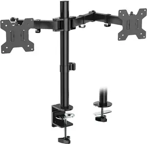 WALI Dual Monitor Stand for Desk, Dual Monitor Mounts for 2 Monitors up to 27 Inch, 2 Monitor Desk Mount Holds up to 22 Lbs, Height Adjustable Swivel Tilt Rotation, 75X75/100X100Mm (M002), Black