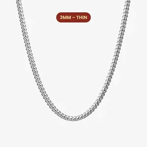JAXXON Cuban Link Chain 3mm - Silver - Waterproof - Box Clasp JAXXON Cuban Link Chain 3mm - Silver - Waterproof - Box Clasp