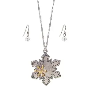 CHRISTMAS THEME SNOW FLAKE PENDANT NECKLACE