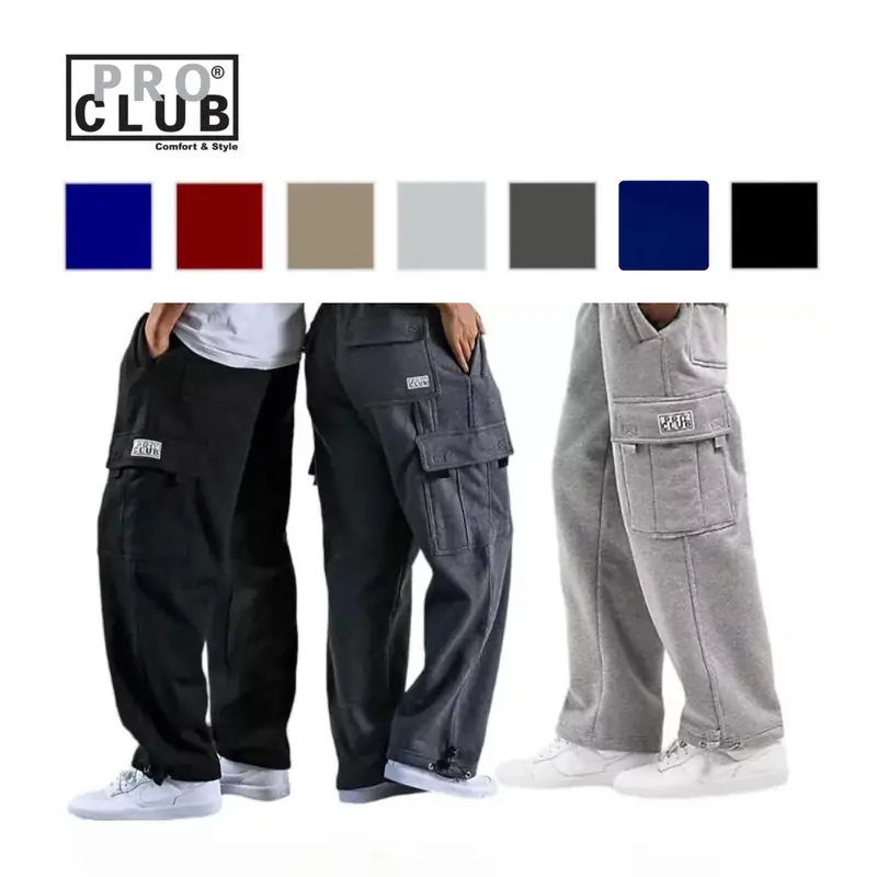 Pro Club Heavyweight Fleece Cargo Sweatpants Pocket Casual Relaxed Fit