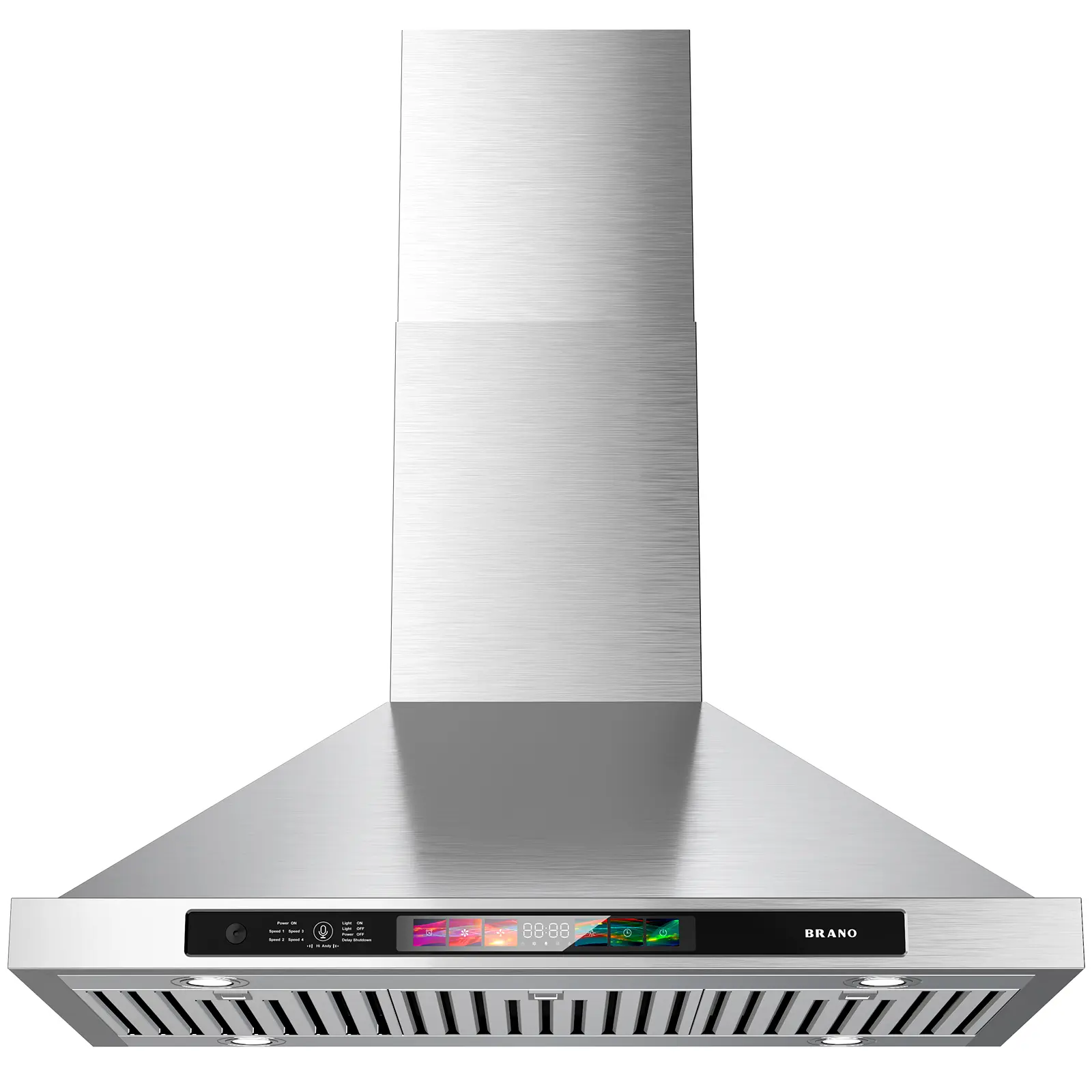 900 CFM Smart Range Hood with Powerful Smoke Capture, Voice & Gesture Control, Black Glass Kitchen Vent Hood with 4 LED Lights