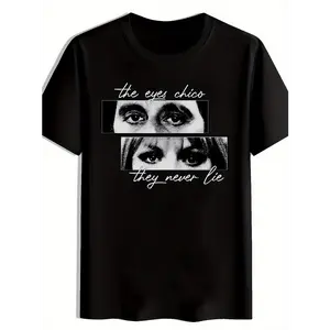 SCARFACE Men's Graphic T-Shirt - "The Eyes Chico They Never Lie" Design, Black Casual Short Sleeve Round Neck Summer Top, Machine Washable Regular Fit, Everyday Clothing, Bold Design, Comfortable Fabric