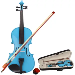 4/4 Sky Blue Acoustic Violin Set with Case Bow Rosin Top Grade Strings Durable Construction for Beginners Advanced Players 23.43 Inches Long Ideal for Students Aged 11 and Up