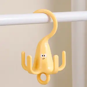 Banana Five-Prong Rotating Hook, No Drilling Closet Organizer, Creative Multi-Functional Hanging Rack for Bags and Hats